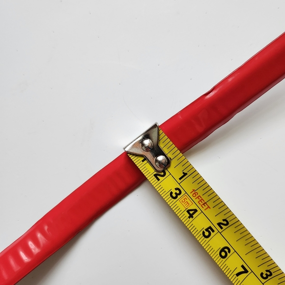 Vintage J Crew Factory Genuine Leather Skinny Red Belt Golden Buckle Size L - Picture 15 of 15